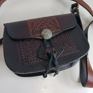 HOLY COW Hand Tooled Leather Crossbody Bag